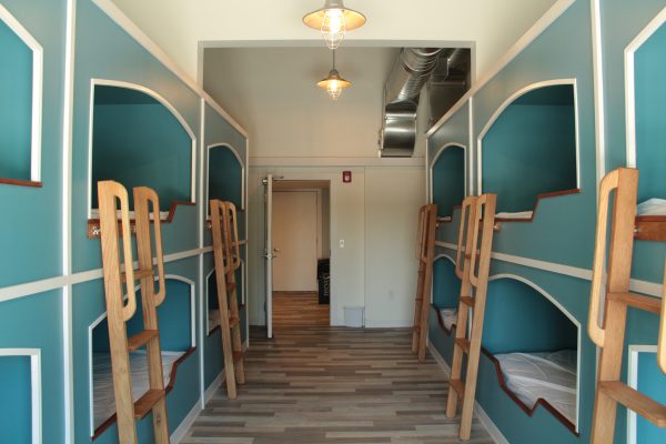 bunk beds in dorm room