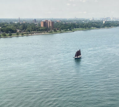 tall ship on river