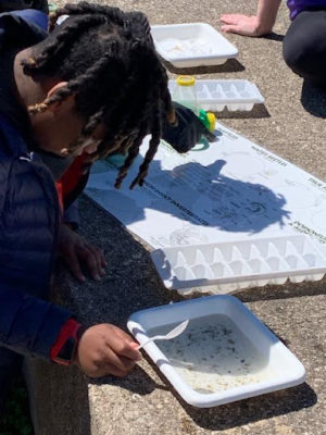 Student analyzing lake sample